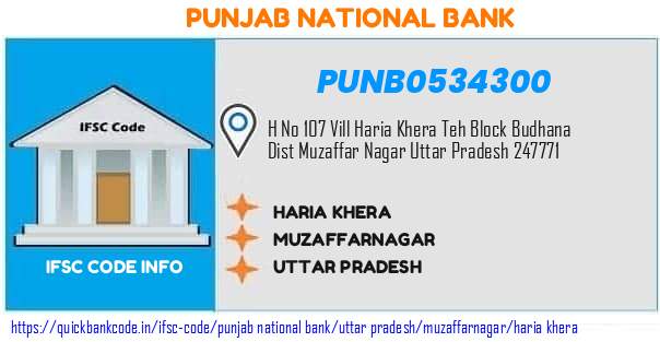 Punjab National Bank Haria Khera PUNB0534300 IFSC Code