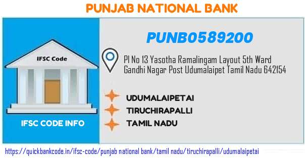 Punjab National Bank Udumalaipetai PUNB0589200 IFSC Code