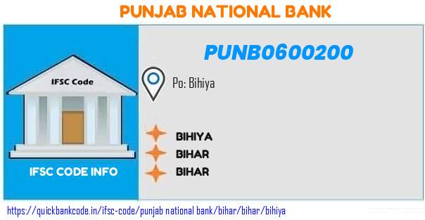 Punjab National Bank Bihiya PUNB0600200 IFSC Code