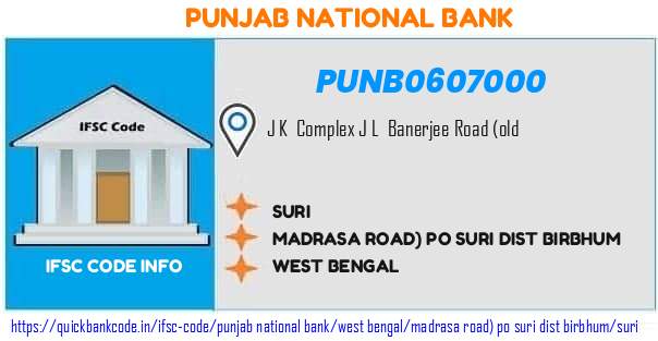 Punjab National Bank Suri PUNB0607000 IFSC Code