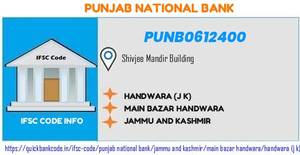 Punjab National Bank Handwara j K PUNB0612400 IFSC Code