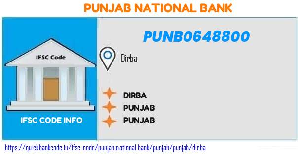 Punjab National Bank Dirba PUNB0648800 IFSC Code