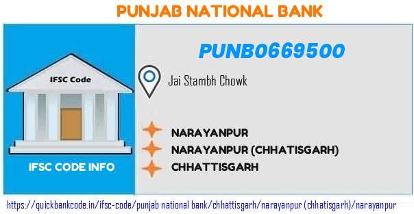 Punjab National Bank Narayanpur PUNB0669500 IFSC Code