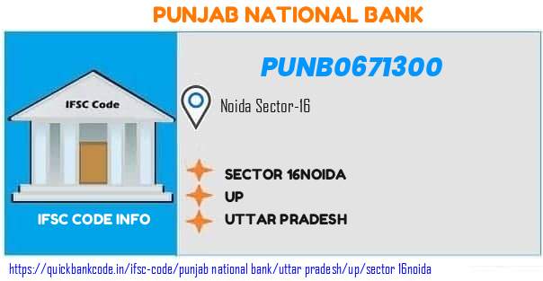Punjab National Bank Sector 16noida PUNB0671300 IFSC Code