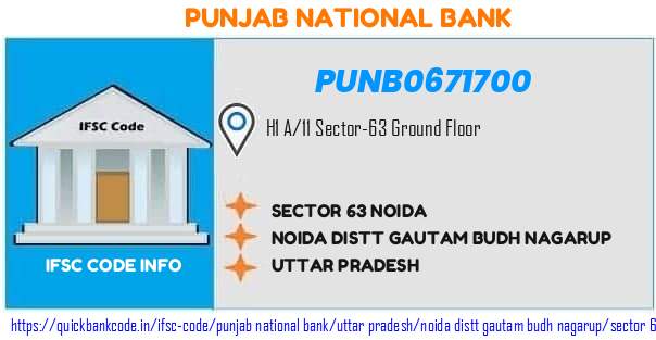 Punjab National Bank Sector 63 Noida PUNB0671700 IFSC Code