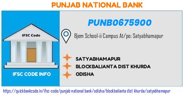 Punjab National Bank Satyabhamapur PUNB0675900 IFSC Code