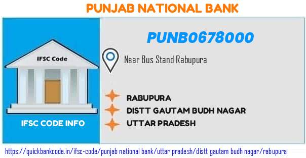 Punjab National Bank Rabupura PUNB0678000 IFSC Code