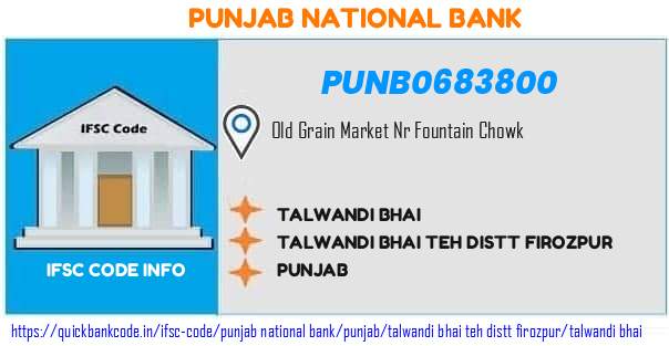 Punjab National Bank Talwandi Bhai PUNB0683800 IFSC Code