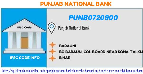 Punjab National Bank Barauni PUNB0720900 IFSC Code