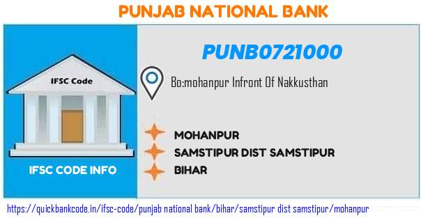 Punjab National Bank Mohanpur PUNB0721000 IFSC Code