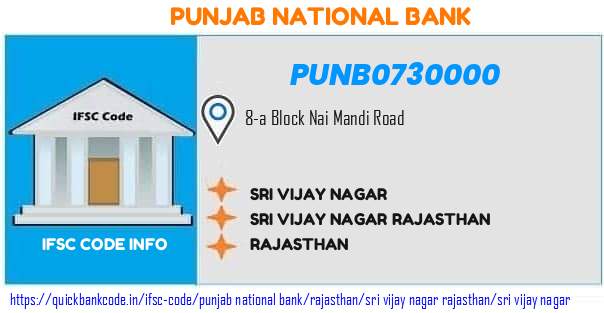 Punjab National Bank Sri Vijay Nagar PUNB0730000 IFSC Code