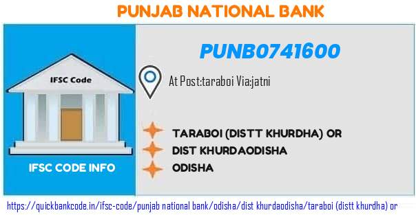 Punjab National Bank Taraboi distt Khurdha Or PUNB0741600 IFSC Code