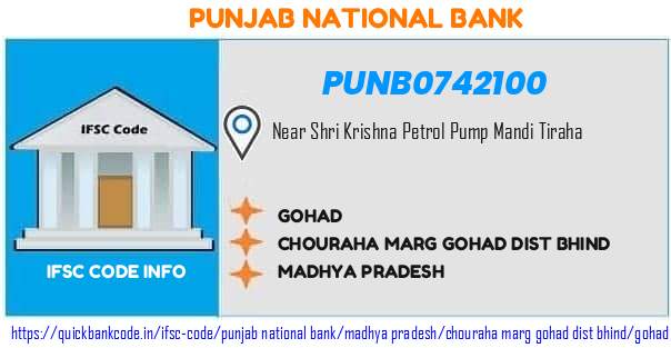 Punjab National Bank Gohad PUNB0742100 IFSC Code