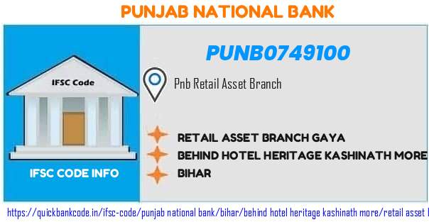 Punjab National Bank Retail Asset Branch Gaya PUNB0749100 IFSC Code