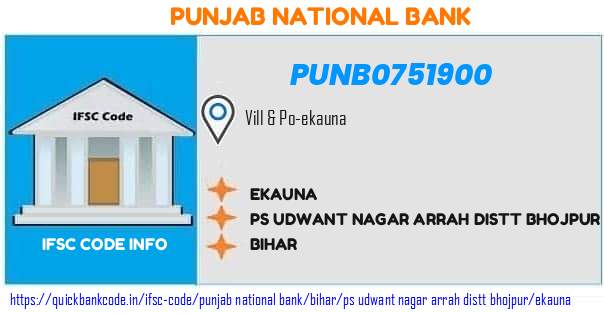 Punjab National Bank Ekauna PUNB0751900 IFSC Code