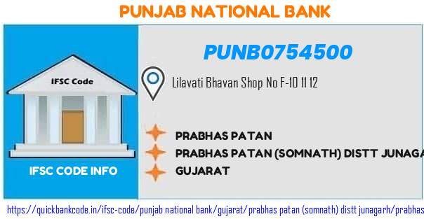 Punjab National Bank Prabhas Patan PUNB0754500 IFSC Code
