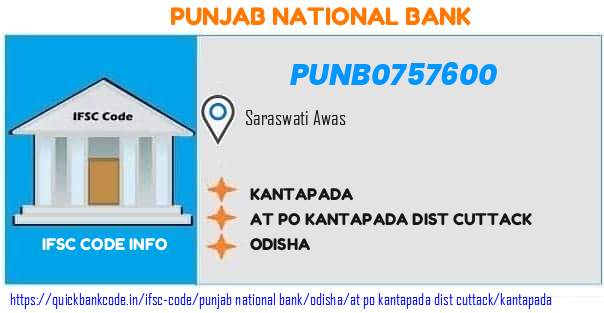 Punjab National Bank Kantapada PUNB0757600 IFSC Code