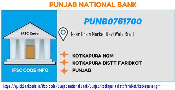 Punjab National Bank Kotkapura Ngm PUNB0761700 IFSC Code