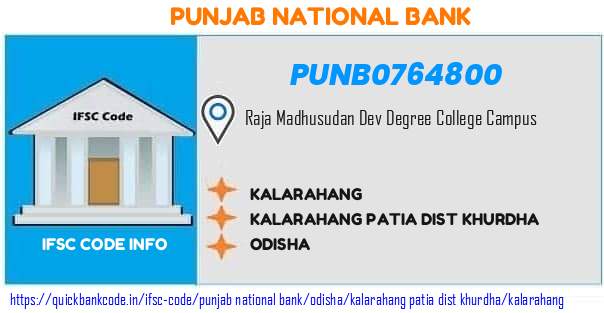 Punjab National Bank Kalarahang PUNB0764800 IFSC Code