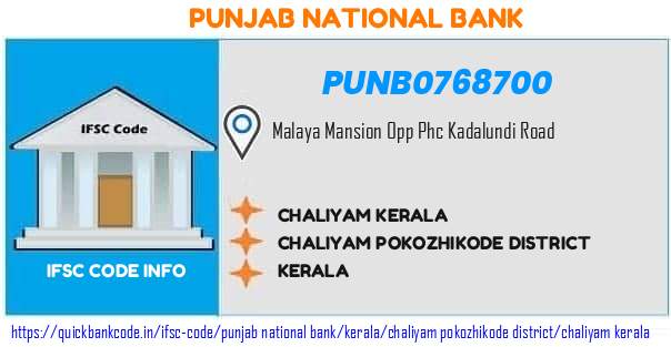 Punjab National Bank Chaliyam Kerala PUNB0768700 IFSC Code