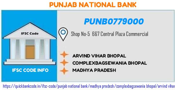 Punjab National Bank Arvind Vihar Bhopal PUNB0779000 IFSC Code