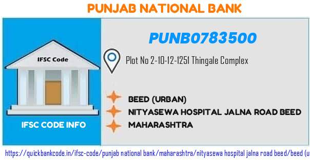 Punjab National Bank Beed urban PUNB0783500 IFSC Code