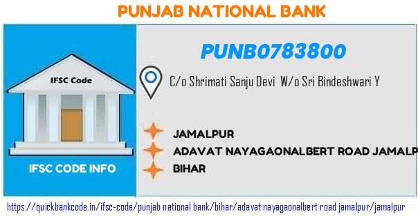 Punjab National Bank Jamalpur PUNB0783800 IFSC Code