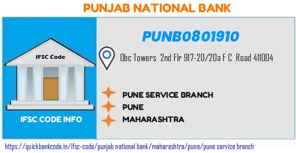 Punjab National Bank Pune Service Branch PUNB0801910 IFSC Code