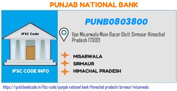 Punjab National Bank Misarwala PUNB0803800 IFSC Code