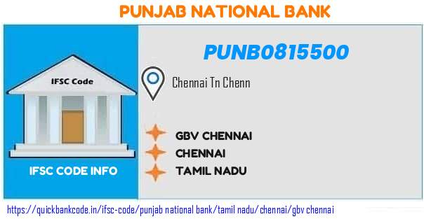 Punjab National Bank Gbv Chennai PUNB0815500 IFSC Code