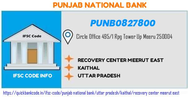 Punjab National Bank Recovery Center Meerut East PUNB0827800 IFSC Code