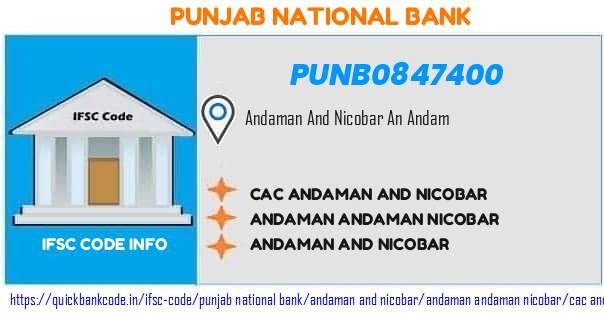 Punjab National Bank Cac Andaman And Nicobar PUNB0847400 IFSC Code