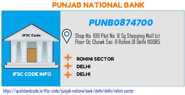 Punjab National Bank Rohini Sector PUNB0874700 IFSC Code