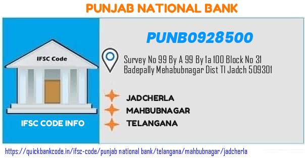 Punjab National Bank Jadcherla PUNB0928500 IFSC Code