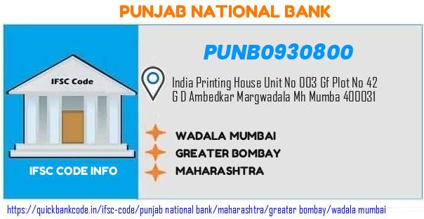 Punjab National Bank Wadala Mumbai PUNB0930800 IFSC Code