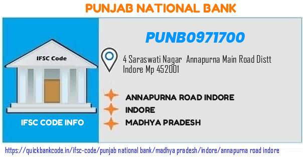 Punjab National Bank Annapurna Road Indore PUNB0971700 IFSC Code