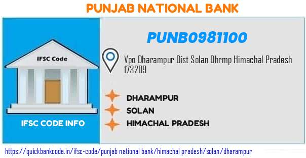 Punjab National Bank Dharampur PUNB0981100 IFSC Code