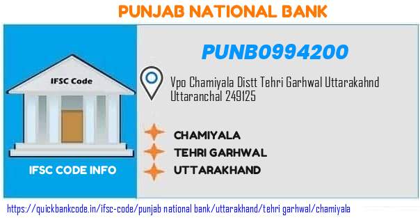 Punjab National Bank Chamiyala PUNB0994200 IFSC Code
