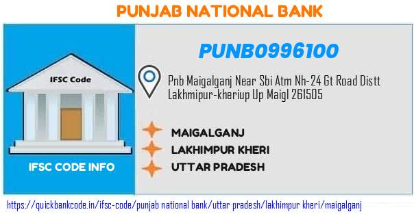 Punjab National Bank Maigalganj PUNB0996100 IFSC Code