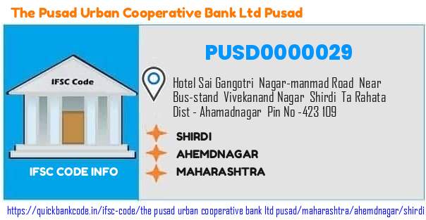The Pusad Urban Cooperative Bank   Pusad Shirdi PUSD0000029 IFSC Code