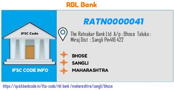 Rbl Bank Bhose RATN0000041 IFSC Code