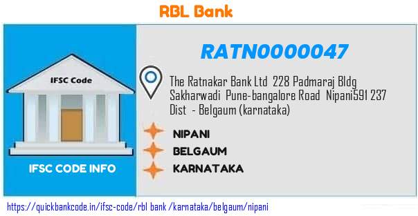 Rbl Bank Nipani RATN0000047 IFSC Code