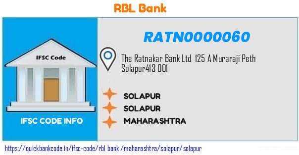 Rbl Bank Solapur RATN0000060 IFSC Code