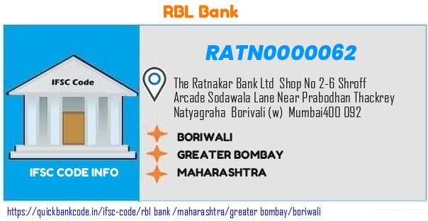 Rbl Bank Boriwali RATN0000062 IFSC Code