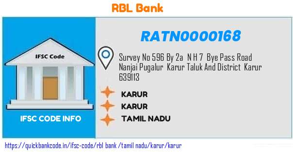 Rbl Bank Karur RATN0000168 IFSC Code