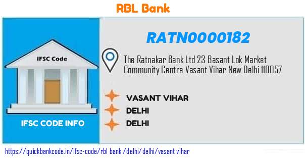 Rbl Bank Vasant Vihar RATN0000182 IFSC Code