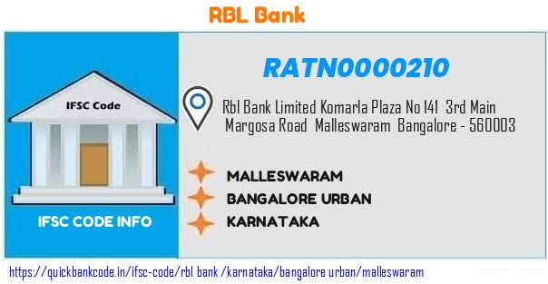 Rbl Bank Malleswaram RATN0000210 IFSC Code