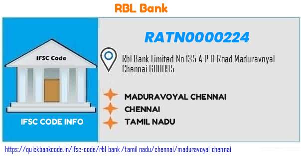 Rbl Bank Maduravoyal Chennai RATN0000224 IFSC Code