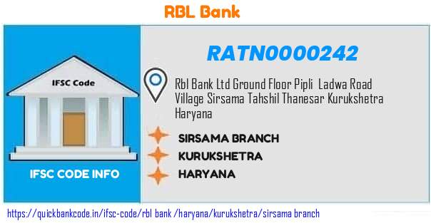 RATN0000242 RBL Bank. SIRSAMA BRANCH