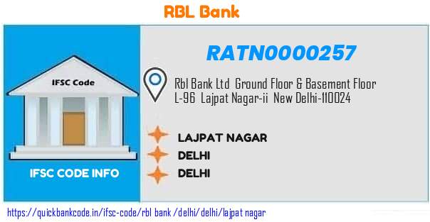 Rbl Bank Lajpat Nagar RATN0000257 IFSC Code